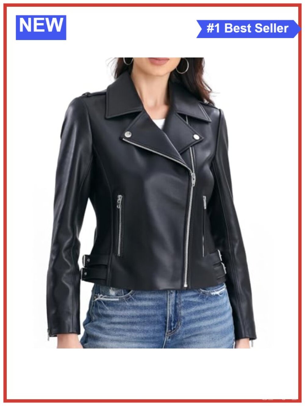 Lambskin Leather Jacket Women Asymmetrical Zip Moto Biker
